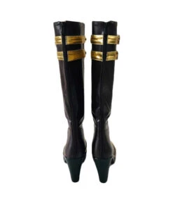 Women Black Leather Golden Trim Boots Halloween Shoes Costume Acceessories -Accessories Shop Caitlyn20Kiramman20League20of20Legends20Game20Women20Black20Leather20Boots20Cosplay20Shoes2 700x823 1