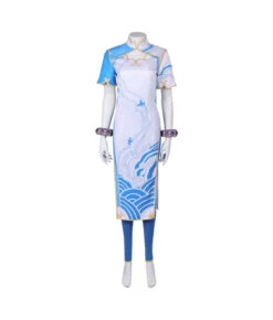 Women Chinese Outfit Blue Cheongsam Hanfu Suit Halloween Costume