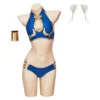 Women Blue Sexy Bikini GoldenTrim Swimsuit Halloween Costume