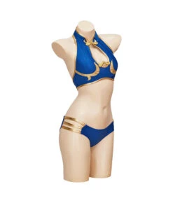 Women Blue Sexy Bikini GoldenTrim Swimsuit Halloween Costume 8 Women Blue Sexy Bikini GoldenTrim Swimsuit Halloween Costume -Accessories Shop Chun20Li20Street20Fighter20Blue20Bikini20Swimsuit20Cosplay20Costume3 700x823 1