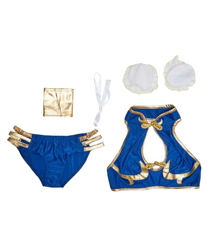 Women Blue Sexy Bikini GoldenTrim Swimsuit Halloween Costume 7 Women Blue Sexy Bikini GoldenTrim Swimsuit Halloween Costume - Image 5