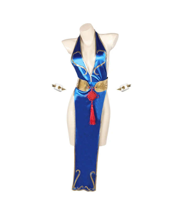 Women Blue Chinese Cheongsam Sexy Lingerie Halloween Costume 3 Women Blue Chinese Cheongsam Sexy Lingerie Halloween Costume