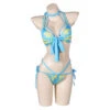 Women Light Blue Texture Printed Sexy Bikini Swimsuit Halloween Costume
