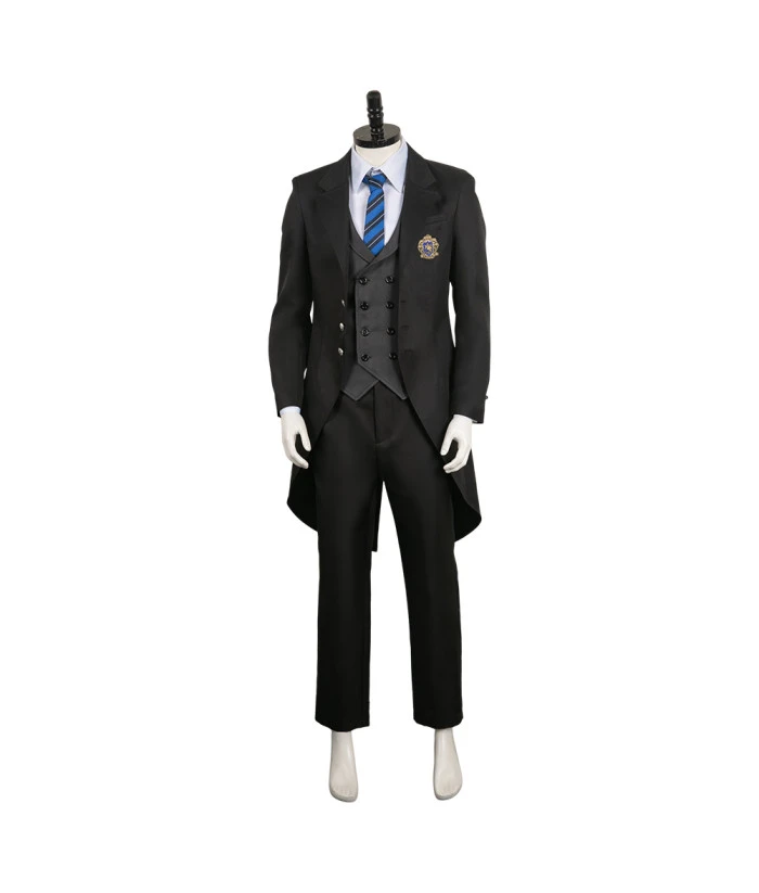 Men Black School Uniform Classic Royal Suit Halloween Costume 3 Men Black School Uniform Classic Royal Suit Halloween Costume
