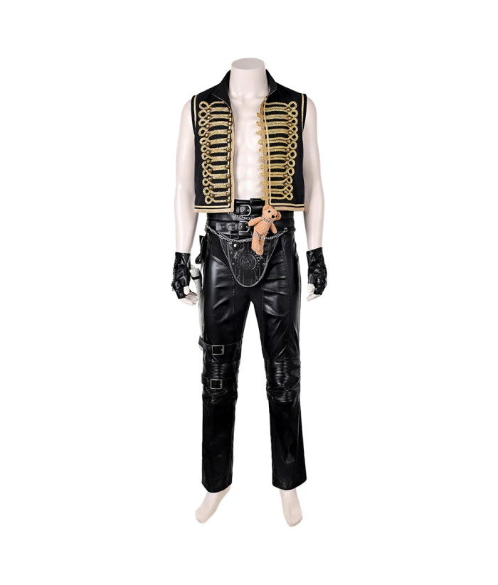 Men Vest Leather Pants 2Pcs Set Apocalypse Style Halloween Costume 3 Men Vest Leather Pants 2Pcs Set Apocalypse Style Halloween Costume