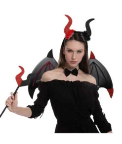 Devil Wings Horn Black Red Three Piece Set Halloween Cosplay Accessories