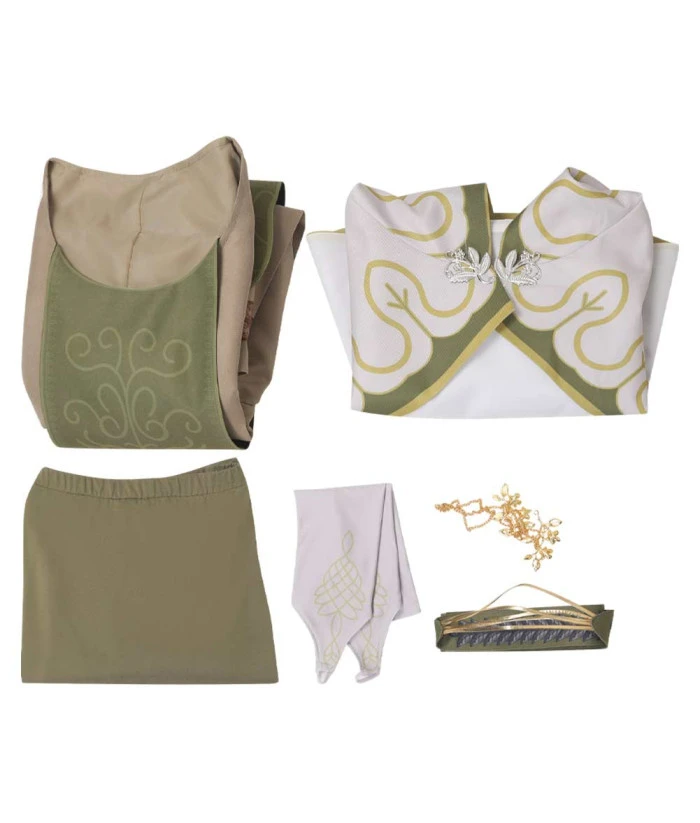 Women Medieval Green Outfit Fullset Mage Fantasy World Halloween Costume 10 Women Medieval Green Outfit Fullset Mage Fantasy World Halloween Costume - Image 8