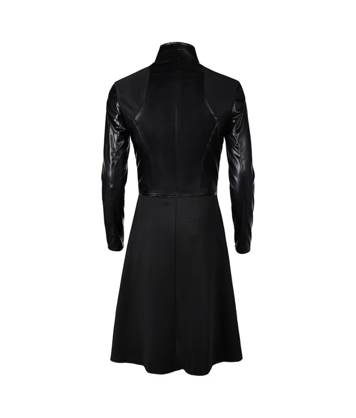 Men Black Leather Gothic Top Overcoat Halloween Costume 6 Men Black Leather Gothic Top Overcoat Halloween Costume - Image 4