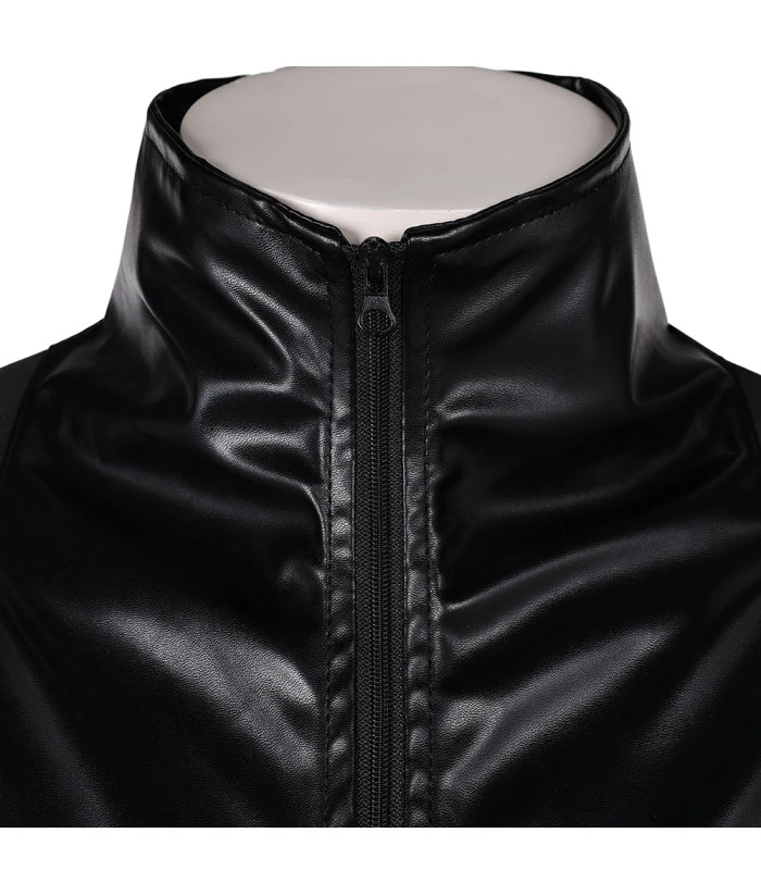 Men Black Leather Gothic Top Overcoat Halloween Costume 7 Men Black Leather Gothic Top Overcoat Halloween Costume - Image 5