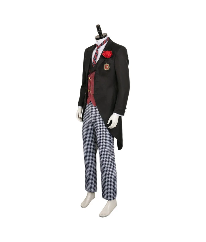 Men Red Vest School Uniform Royal Suit Halloween Costume 5 Men Red Vest School Uniform Royal Suit Halloween Costume - Image 3