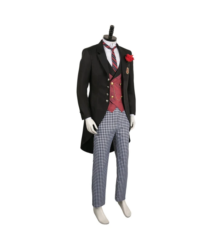 Men Red Vest School Uniform Royal Suit Halloween Costume 4 Men Red Vest School Uniform Royal Suit Halloween Costume - Image 2