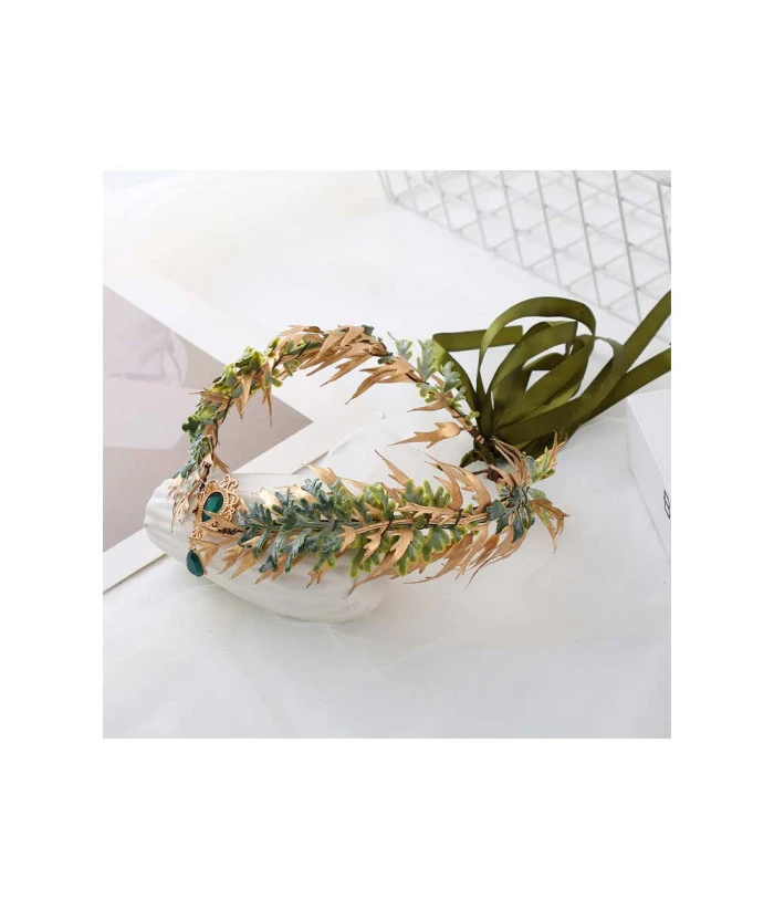 Pendant Gold Leaf Crown Elf Fantasy Cosplay Halloween Costume Accessories 4 Pendant Gold Leaf Crown Elf Fantasy Cosplay Halloween Costume Accessories - Image 2
