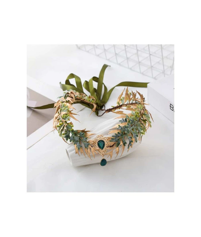 Pendant Gold Leaf Crown Elf Fantasy Cosplay Halloween Costume Accessories 5 Pendant Gold Leaf Crown Elf Fantasy Cosplay Halloween Costume Accessories - Image 3
