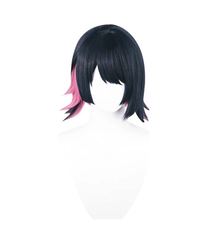 Women Black Short Hair Pink Highlights Halloween Costume Accessories 3 Women Black Short Hair Pink Highlights Halloween Costume Accessories