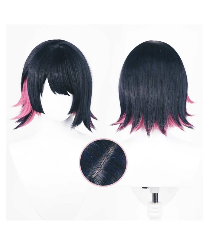 Women Black Short Hair Pink Highlights Halloween Costume Accessories 7 Women Black Short Hair Pink Highlights Halloween Costume Accessories - Image 5