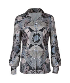 Women Printed Pattern Long Sleeve Shirt Casual Outfit