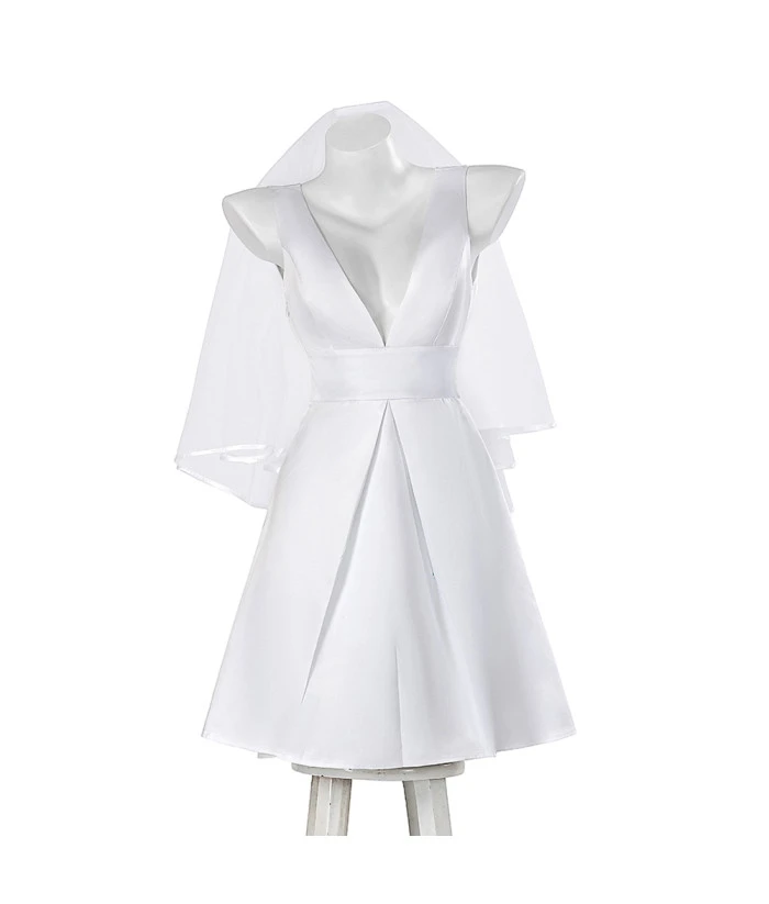 Women White Wedding Dress Short Dress Costume 3 Women White Wedding Dress Short Dress Costume