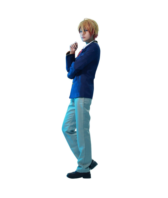 Men Dark Blue School Uniform Red Tie Slim Fit JK Uniform Halloween Costume 4 Men Dark Blue School Uniform Red Tie Slim Fit JK Uniform Halloween Costume - Image 2