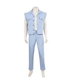 Men Blue Denim Vest Pants Fullset Outfit