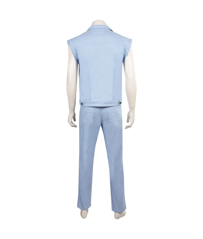 Men Blue Denim Vest Pants Fullset Outfit 4 Men Blue Denim Vest Pants Fullset Outfit - Image 2