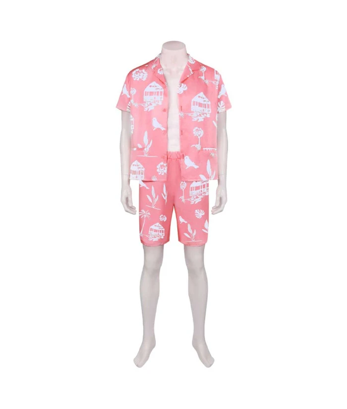 Men Pink Printing Beaches Shirts Pants Summer Outfit 3 Men Pink Printing Beaches Shirts Pants Summer Outfit
