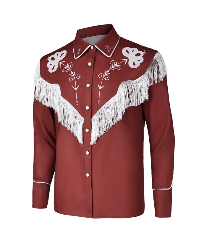 Men Brown Retro Tassels Coat 4 Men Brown Retro Tassels Coat - Image 2