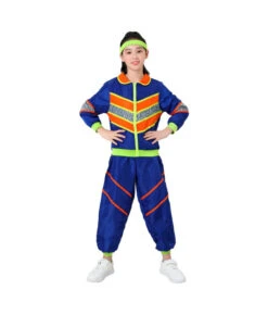 1980s Retro Disco Dark Blue Kids Sportwear Outfit