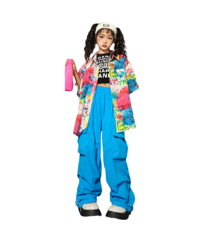 Kids Children Hip-Hop Shirt Short-Sleeved Outfit 4 Kids Children Hip-Hop Shirt Short-Sleeved Outfit - Image 2