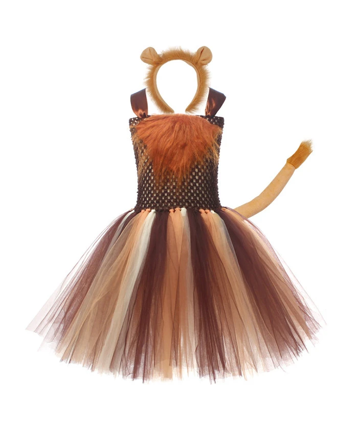 Kids Animal Lion Tutu Skirt Girl Halloween Costume 3 Kids Animal Lion Tutu Skirt Girl Halloween Costume