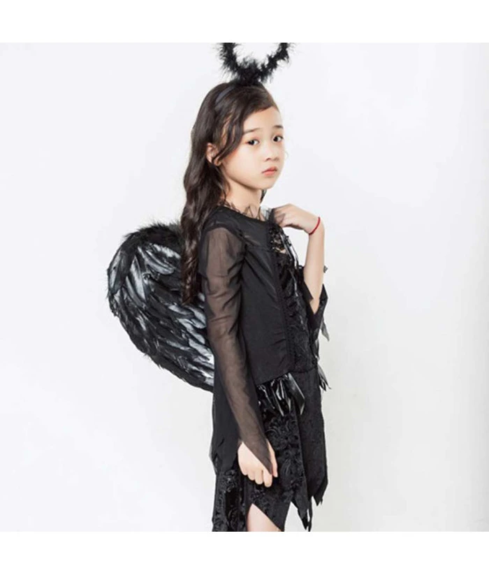Kids Children Black Angel Outfit Halloween Costume 6 Kids Children Black Angel Outfit Halloween Costume - Image 4