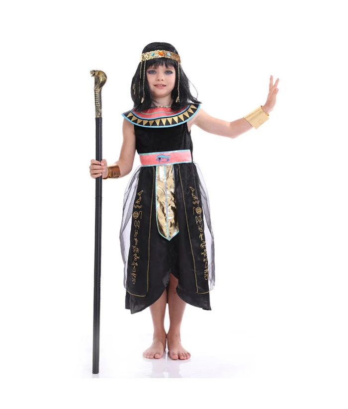 Kids Children Egyptian Queen Outfit Halloween Costume 6 Kids Children Egyptian Queen Outfit Halloween Costume - Image 4