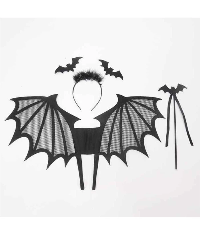 Devil Wings Set Black Skeleton Spider Bat Kids Halloween Costume Accessories 4 Devil Wings Set Black Skeleton Spider Bat Kids Halloween Costume Accessories - Image 2