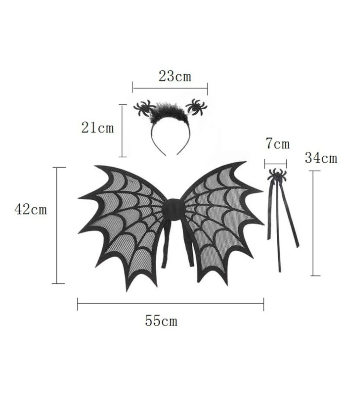 Devil Wings Set Black Skeleton Spider Bat Kids Halloween Costume Accessories 7 Devil Wings Set Black Skeleton Spider Bat Kids Halloween Costume Accessories - Image 5