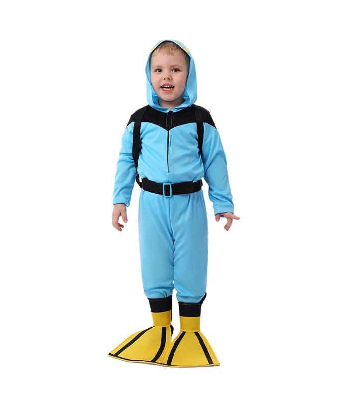 Kids Children Blue Junpsuit Ocupation Diving Suit Halloween Costume 3 Kids Children Blue Junpsuit Ocupation Diving Suit Halloween Costume
