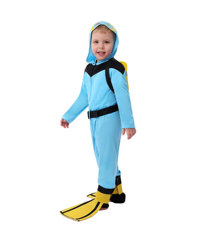 Kids Children Blue Junpsuit Ocupation Diving Suit Halloween Costume 7 Kids Children Blue Junpsuit Ocupation Diving Suit Halloween Costume - Image 5
