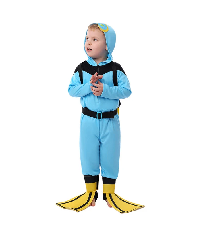 Kids Children Blue Junpsuit Ocupation Diving Suit Halloween Costume 8 Kids Children Blue Junpsuit Ocupation Diving Suit Halloween Costume - Image 6