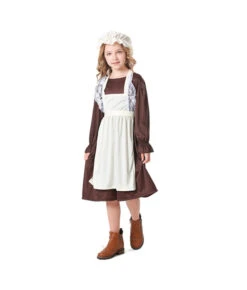 Colonial Pilgrim Maid Dress Kids Halloween Costume 11 Colonial Pilgrim Maid Dress Kids Halloween Costume -Accessories Shop Kids20Children20Brown20Dress20Medieval20European20Colonial20Pilgrim20Costume4 700x823 1