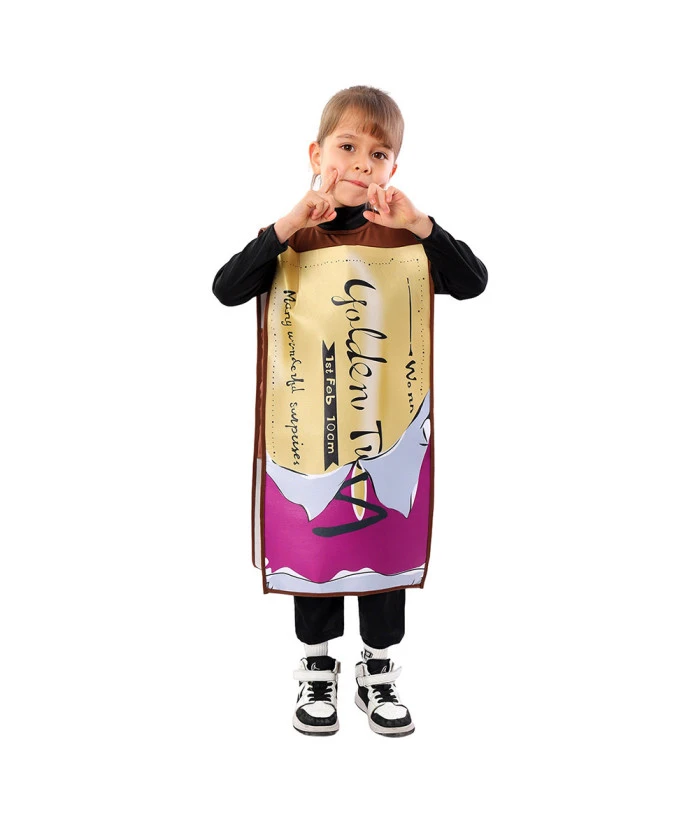 Kids Children Chocolate Overalls Golden Ticket Halloween Costume 3 Kids Children Chocolate Overalls Golden Ticket Halloween Costume