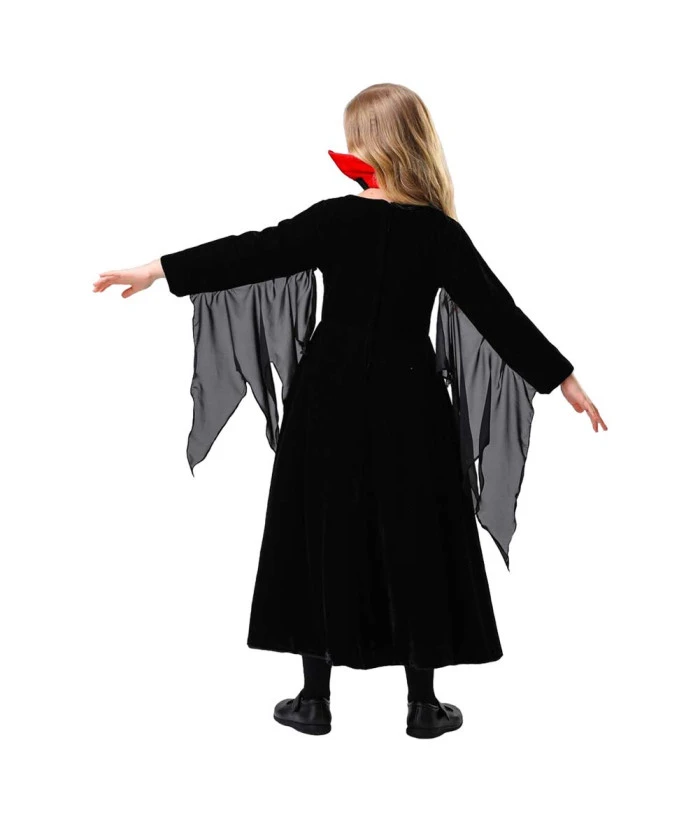 Vampire Lady Dark Red Dress Kids Halloween Costuem 6 Vampire Lady Dark Red Dress Kids Halloween Costuem - Image 4