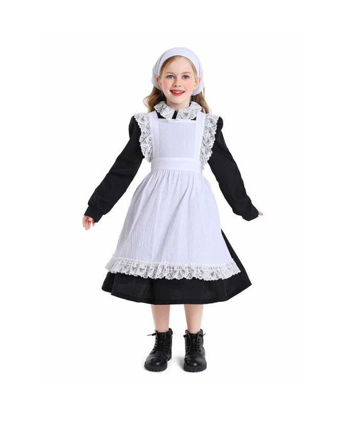 Colonia Pilgrim Maid Dress Toddler Kids Halloween Costume 3 Colonia Pilgrim Maid Dress Toddler Kids Halloween Costume