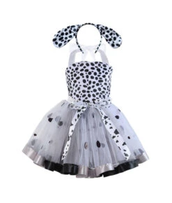 Animal Dalmatian Black And White Spots Tutu Skirt Kids Halloween Costume