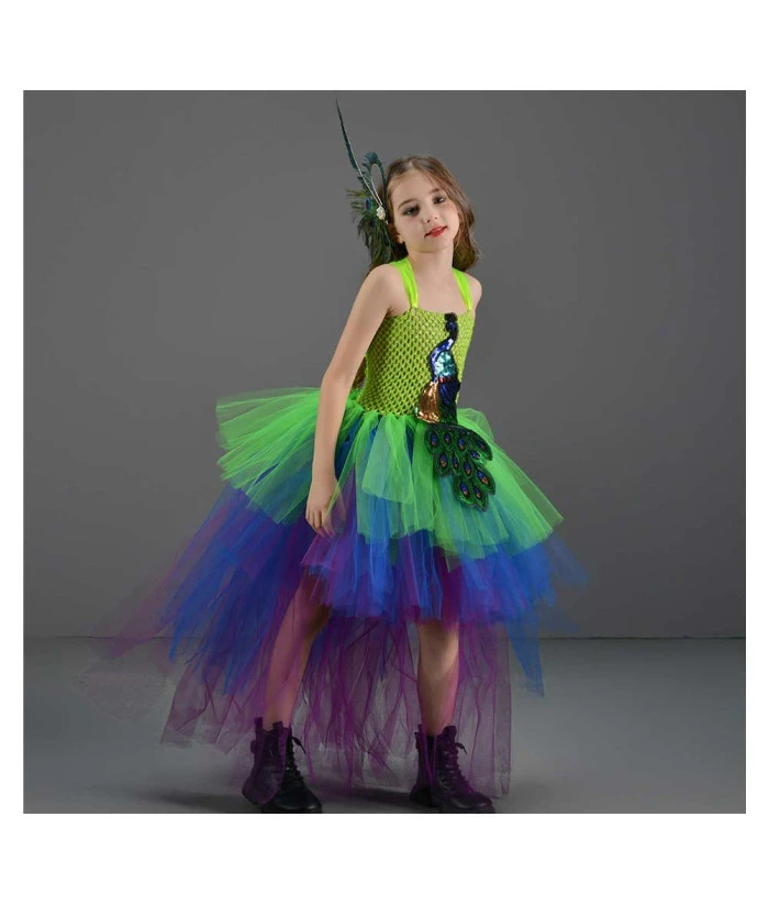 Animal Peacock Tutu Skirt Kids Halloween Costume 4 Animal Peacock Tutu Skirt Kids Halloween Costume - Image 2