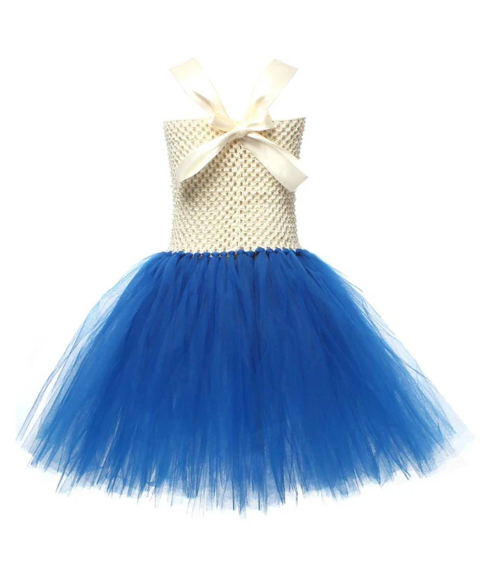 Girl Blue Mesh Tutu Skirt 3Pcs Set Kids Halloween Costume 4 Girl Blue Mesh Tutu Skirt 3Pcs Set Kids Halloween Costume - Image 2