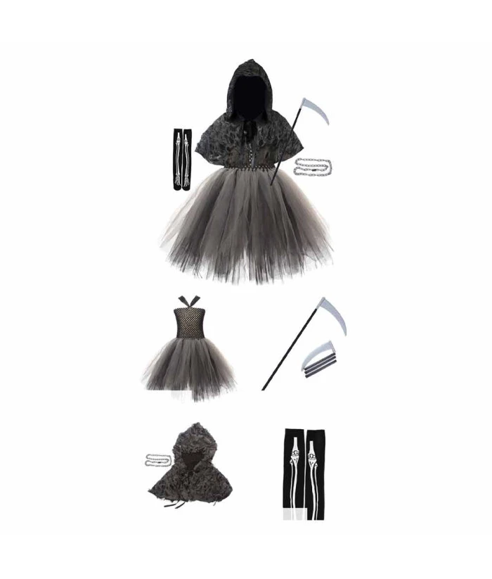 Grim Reaper Black Tutu Skirt Girl Halloween Costume 8 Grim Reaper Black Tutu Skirt Girl Halloween Costume - Image 6