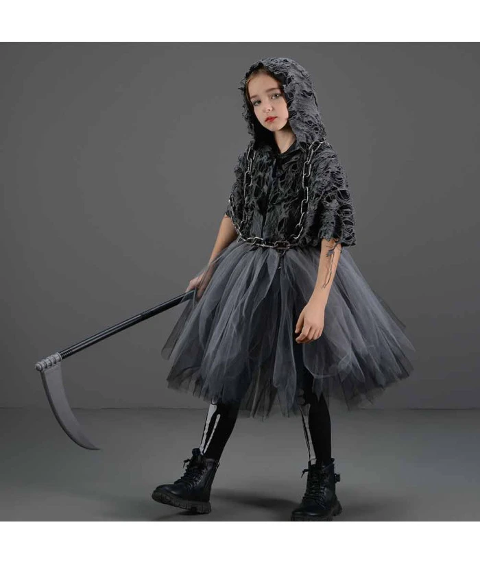 Grim Reaper Black Tutu Skirt Girl Halloween Costume 4 Grim Reaper Black Tutu Skirt Girl Halloween Costume - Image 2