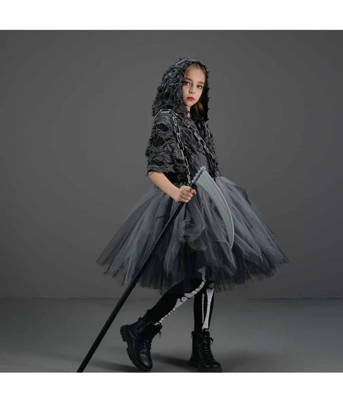 Grim Reaper Black Tutu Skirt Girl Halloween Costume 7 Grim Reaper Black Tutu Skirt Girl Halloween Costume - Image 5