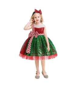 Kids Children Girl Christmas Sequin Bow Tutu Skirt Halloween Chirstmas Stage Costume