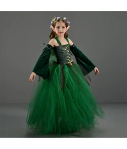 Elf Green Dress Tutu Skirt Fantasy Kids Halloween Costume -Accessories Shop Kids20Children20Girl20Dark20Green20Long20Dress20Tutu20Skirt20Forest20Elf20Fantasy20Halloween20Stage20Costume204 700x823 1