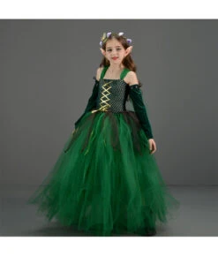 Elf Green Dress Tutu Skirt Fantasy Kids Halloween Costume -Accessories Shop Kids20Children20Girl20Dark20Green20Long20Dress20Tutu20Skirt20Forest20Elf20Fantasy20Halloween20Stage20Costume205 700x823 1