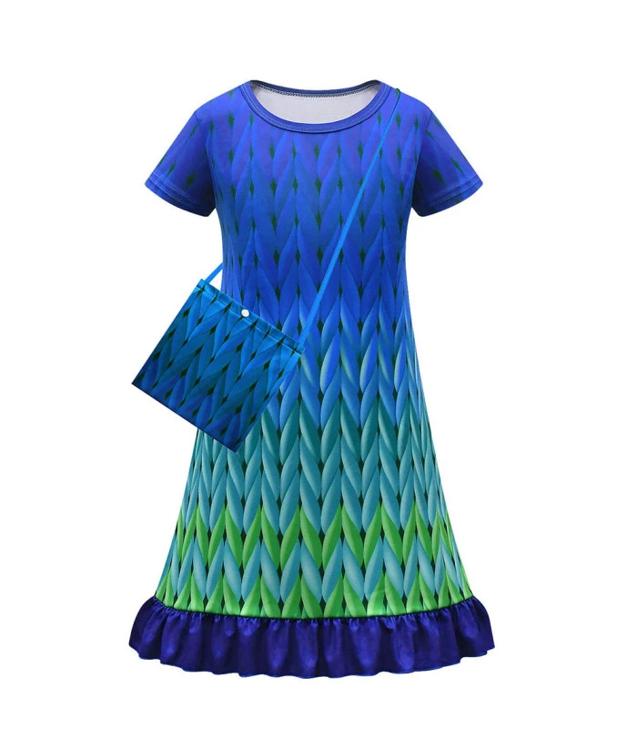 Fairy Green Gradient Color Ruffle Dress Fantasy Kids Halloween Costume 3 Fairy Green Gradient Color Ruffle Dress Fantasy Kids Halloween Costume